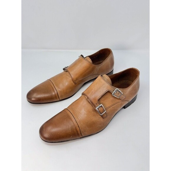 Massimo Matteo Mens Shoes Brown Leather Double Monk Strap Loafer Cap Toe US 12 M - Picture 5 of 12